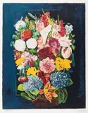 Martwa natura na granatowym tle by Moïse Kisling, litografia barwna, papier, sold Oct 2017