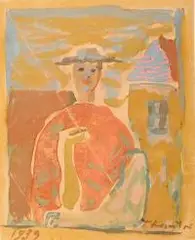Tadeusz Kantor, Postać w kapeluszu, 1939 r., 1939, akwarela, papier, 15