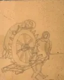 Nikifor Krynicki, Męczeństwo na kole, ołówek, papier, 7