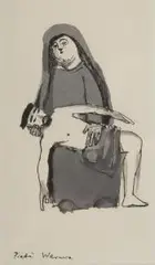 Andrzej Wróblewski, Pieta Warmia, gwasz, tusz lawowany, papier, 19