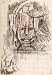 Jerzy Panek, Portret kobiety, ołówek, papier, 29