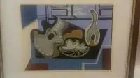 Louis Marcoussis, Martwa natura ze skrzypacmi i gitarą, 1929 r., 1929, pochoir (gwasz malowany szablonem), papier, 15