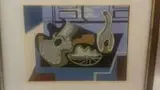 Louis Marcoussis, Martwa natura ze skrzypacmi i gitarą, 1929 r., 1929, pochoir (gwasz malowany szablonem), papier, 15