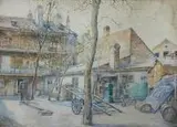 Feliks Franicz, Krakowskie podwórze, 1921 r., 1921, akwarela, papier