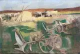 Odpoczynek podczas orki by Kazimierz Sichulski, pastel, płyta, sold Oct 2017