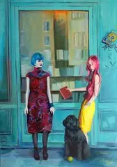 Katarzyna Orońska, Blue bookstore, 2017, 2017, akryl, płótno