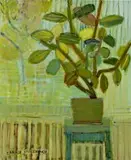 Łukasz Breitenbach, Rododendron w zielonej donicy, 2017, 2017, olej, płótno