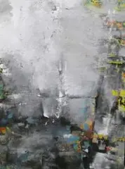Małgorzata Pabis, Forest glade, 2017, 2017, technika mieszana (masa strukturalna, farba lateksowa, srebrny niuans), płótno