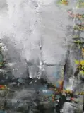 Małgorzata Pabis, Forest glade, 2017, 2017, technika mieszana (masa strukturalna, farba lateksowa, srebrny niuans), płótno