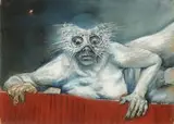 Aleksander Korman, Polowanie na dzięcioła, pastel, papier