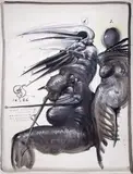 Miłość ziemska i piekielna w oczekiwaniu na zbawienie niebieskie, 1986 by Franciszek Starowieyski, 1986, olej, płótno, sold Sep 2017