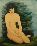 Akt w pejzażu by Moïse Kisling, litografia barwna, papier, sold Sep 2017