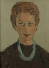 Bencion (Benn) Rabinowicz, Portret kobiety, olej, płótno naklejone na tekturę, 40