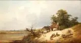 Franciszek Wastkowski, Pejzaż z chatą, 1879 r., 1879, olej, płótno
