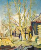 Stanisław Kamocki, Przedwiośnie na Podhalu, olej, tektura, 66