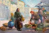 Przekupki lwowskie by Erno Erb, olej, płyta, sold Aug 2017