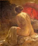 Bolesław Jan Czedekowski, Czerwona parasolka, 1918 r., 1918, olej, płótno; 68