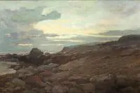 Skalisty brzeg by Anders Andersen-Lundby, olej, płótno, sold Aug 2017