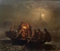 Louis Toussaint, Na łodzi, olej, płótno