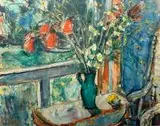 Martwa natura z kwiatami by Zygmunt Menkes, olej, płótno, sold Aug 2017