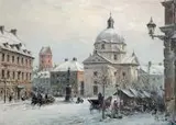 Kościół Św. Kazimierza w Warszawie by Władysław Chmieliński, olej, płótno, sold Aug 2017