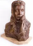 Popiersie żony artysty Ingi Popławskiej, odlew z brązu 2015 r. według gipsu z lat 50. XX wieku by Stanisław Horno-Popławski, brąz patynowany, sold Aug 2017
