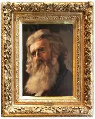 Artur Grottger, Portret starca, olej, płótno naklejone na deskę