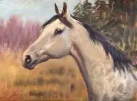 Jerzy Kossak, Głowa konia,1938r, olej, płyta