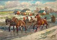 Roman Antoni Breitenwald, Powrót z targu, olej, płótno
