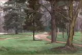 Basile Poustochkine, W parku, olej, tektura, 14