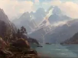 Carl Schultze, Pejzaż z jeziorem, 1907 r., 1907, olej, płótno