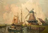 Rudolf Priebe, Przy wiatraku, olej, płótno