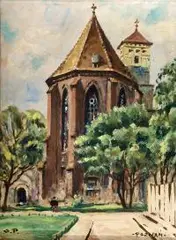 Jerzy Pawłowski, Poznań – Kościół Bożego Ciała, olej, tektura, 16