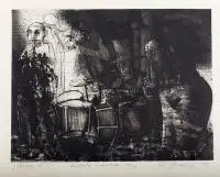Robert Bartel, Orkiestra III, 1989 r., 1989, akwaforta, akwatinta, papier