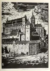 Emil Menge, Malbork, drzeworyt, papier