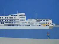 Andrzej Tuźnik, Na co patrzy człowiek spacerujący po plaży, 2017, 2017, olej, płótno