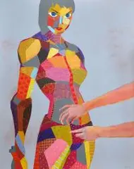 Anna Piotrowiak, Uszyta na miarę, 2017, 2017, akryl, płótno