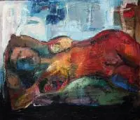 Akt leżący, 2016 by Jan Derek, 2016, olej, akryl, płótno, sold May 2017