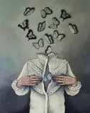 Viola Bąbol, Muza w białej koszuli: wiosenny lot, 2017, 2017, akryl, płótno