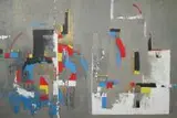Małgorzata Pabis, Concrete city, 2017, 2017, technika mieszana (masa strukturalna, farba lateksowa, złoty niuans), płótno