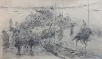Stanisław Witkiewicz, Pochód wygnańców 1863 roku na Sybir, ołówek, papier, 20