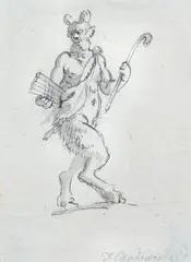 Daniel Mikołaj Chodowiecki, Satyr z fletnią, tusz, papier, 7