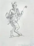 Daniel Mikołaj Chodowiecki, Satyr z fletnią, tusz, papier, 7