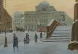 Franciszek Sunderland, Widok na Pałac Staszica, 1937 r., 1937, olej, tektura