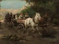 Jan Konarski, Przejażdżka, olej, płótno