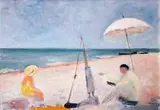 Irena Weiss zw. Aneri, Na plaży, olej, płótno, 33