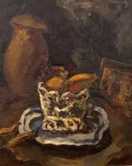Emmanuel Katz, Martwa natura z dzbanem i koszykiem owoców, 1928, 1928, olej, płótno