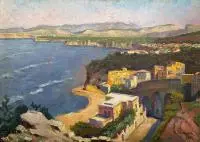 Abraham Neumann, Pejzaż nadmorski, 1929 r., 1929, olej, płótno naklejone na tekturę