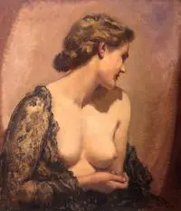 Czarna koronka by Ernst Liebermann, olej, płyta, sold May 2017