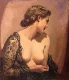Ernst Liebermann, Czarna koronka, olej, płyta